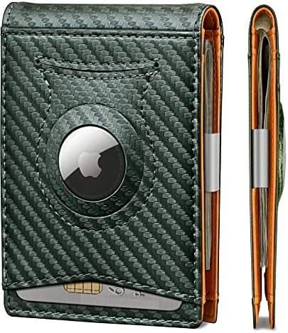 "KS Slim Front Pocket Leather Wallet - RFID Blocking, Money Clip, Gift for Men, Fits 11 Cards, Ideal for Everyday Use, A