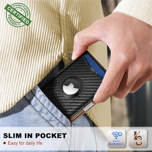 "KS Slim Front Pocket Leather Wallet - RFID Blocking, Money Clip, Gift for Men, Fits 11 Cards, Ideal for Everyday Use, A