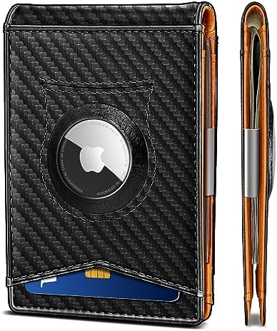 "KS Slim Front Pocket Leather Wallet - RFID Blocking, Money Clip, Gift for Men, Fits 11 Cards, Ideal for Everyday Use, A