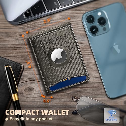 "KS Slim Front Pocket Leather Wallet - RFID Blocking, Money Clip, Gift for Men, Fits 11 Cards, Ideal for Everyday Use, A