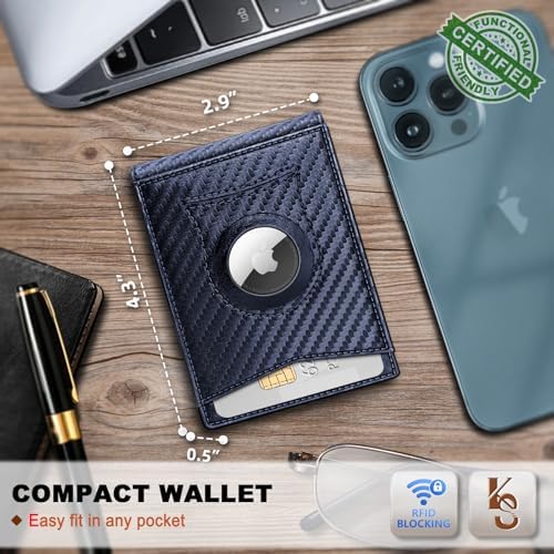 "KS Slim Front Pocket Leather Wallet - RFID Blocking, Money Clip, Gift for Men, Fits 11 Cards, Ideal for Everyday Use, A