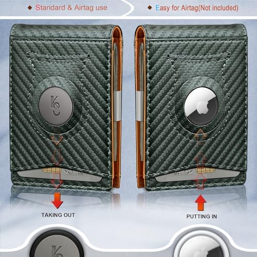 "KS Slim Front Pocket Leather Wallet - RFID Blocking, Money Clip, Gift for Men, Fits 11 Cards, Ideal for Everyday Use, A