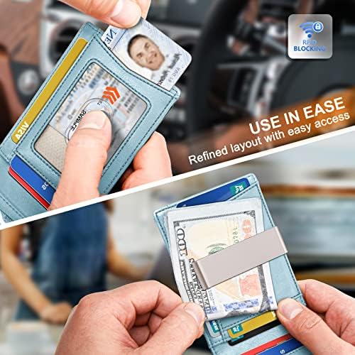 "KS Slim Front Pocket Leather Wallet - RFID Blocking, Money Clip, Gift for Men, Fits 11 Cards, Ideal for Everyday Use, A