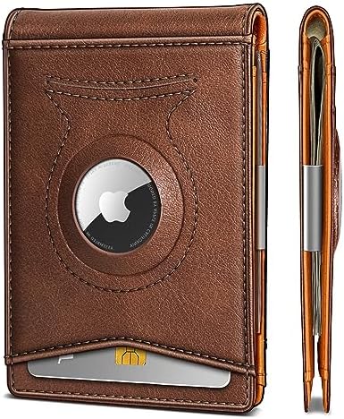 "KS Slim Front Pocket Leather Wallet - RFID Blocking, Money Clip, Gift for Men, Fits 11 Cards, Ideal for Everyday Use, A
